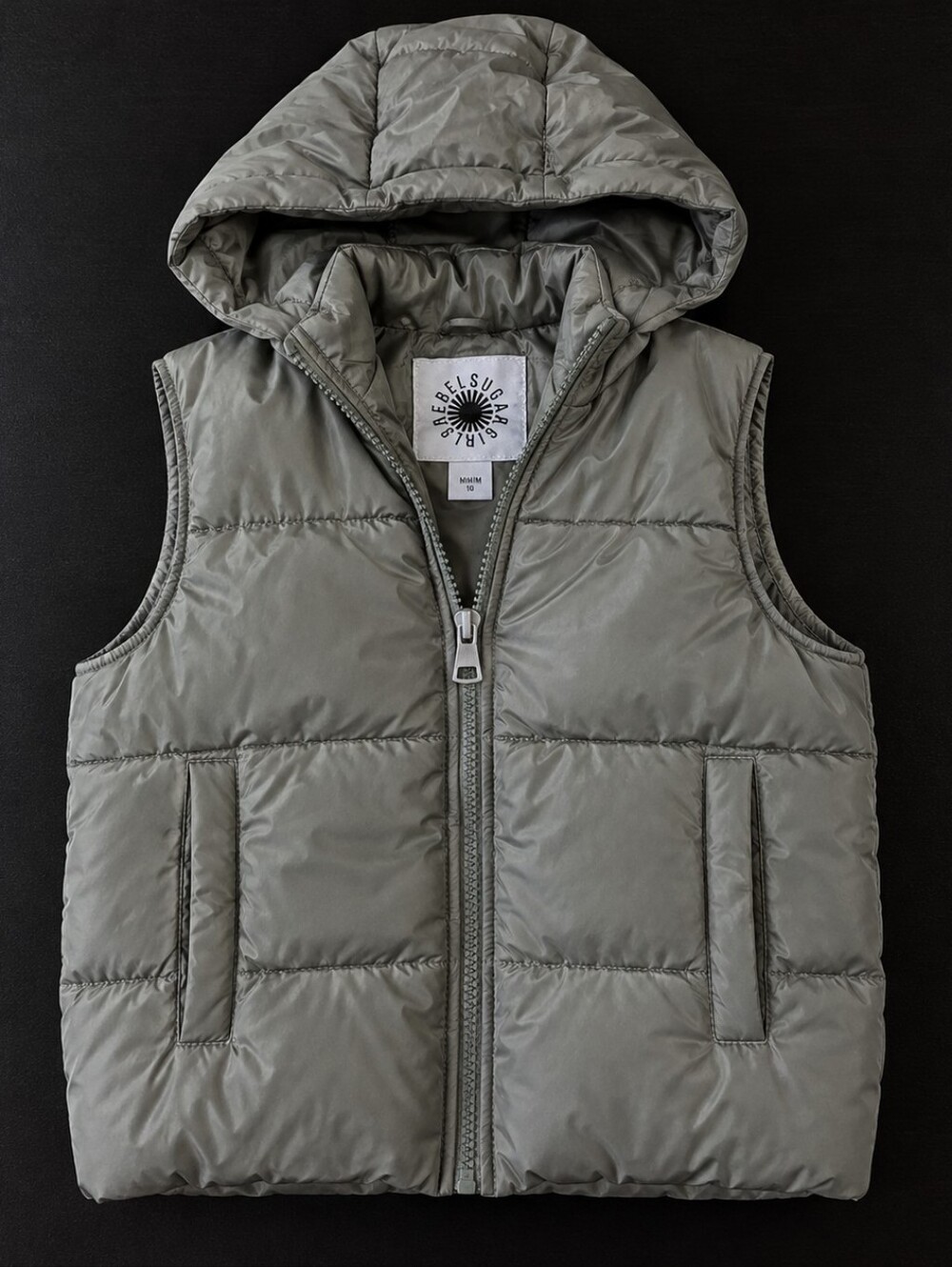 Girls size 10 Puffer Vest in Olive Green - Rebel SUGAR Girl